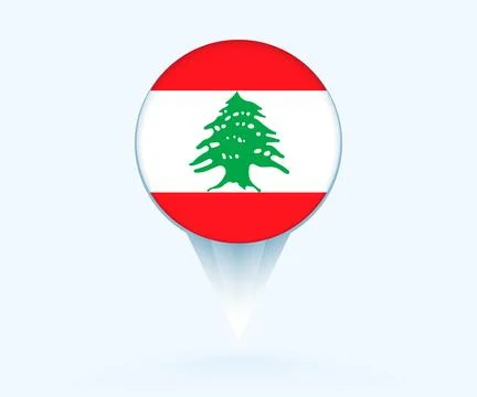 Map pointer with flag of Lebanon. Stock Illustration