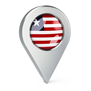 Map pointer with flag of Liberia, 3D rendering Stock Illustration