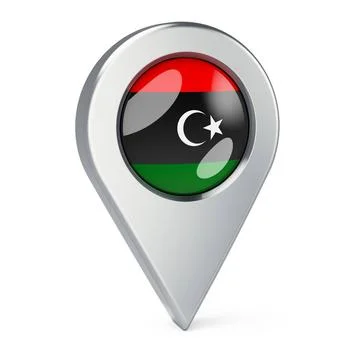 Map pointer with flag of Libya, 3D rendering Map pointer with flag of Liby... 写真素材