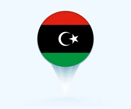 Map pointer with flag of Libya. Stock Illustration