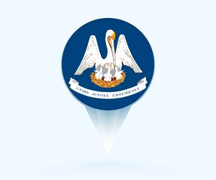 Map pointer with flag of Louisiana. Stock Illustration