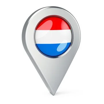 Map pointer with flag of Luxembourg, 3D rendering Illustrazione stock