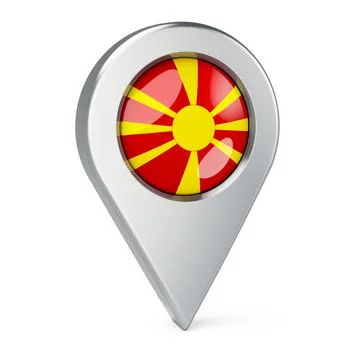 Map pointer with flag of Macedonia, 3D rendering Stock Illustration