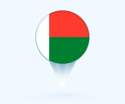 Map pointer with flag of Madagascar. Stock Illustration