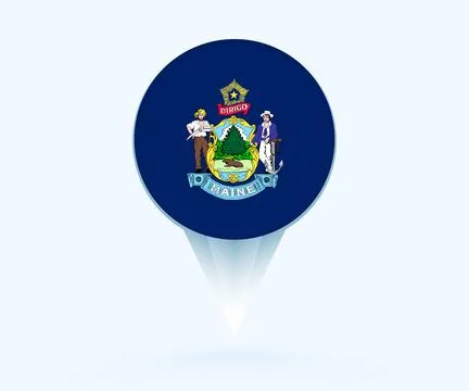 Map pointer with flag of Maine. Stock Illustration