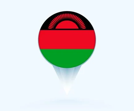 Map pointer with flag of Malawi. Stock Illustration