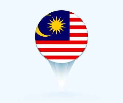 Map pointer with flag of Malaysia. Stock Illustration