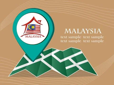 Map with pointer flag Malaysia vector illustration eps 10. Illustrazione stock