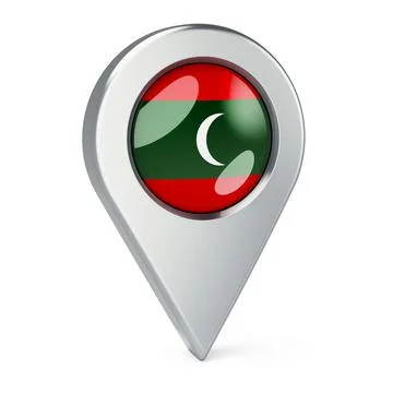 Map pointer with flag of Maldives, 3D rendering Stock Illustration