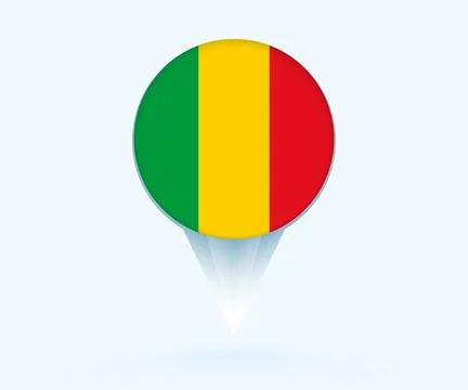 Map pointer with flag of Mali. Stock Illustration