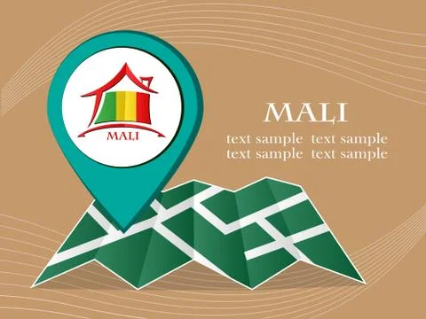 Map with pointer flag Mali vector illustration eps 10. Illustrazione stock