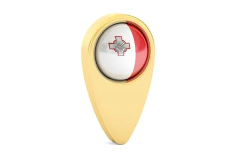 Map pointer with flag of Malta, 3D rendering Illustrazione stock