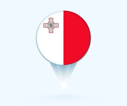 Map pointer with flag of Malta. 库存插图