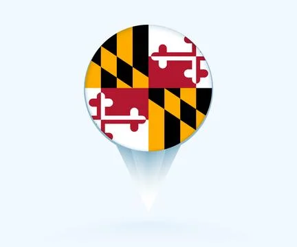 Map pointer with flag of Maryland. Stock Illustration