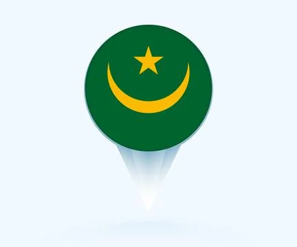 Map pointer with flag of Mauritania. Stock Illustration