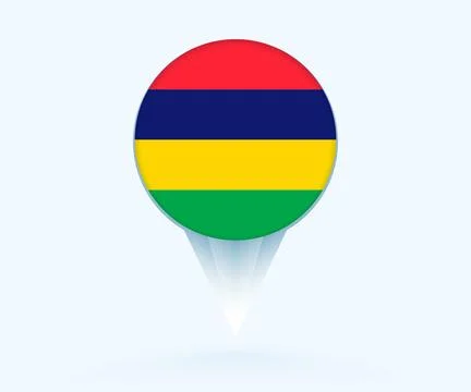 Map pointer with flag of Mauritius. Stock Illustration