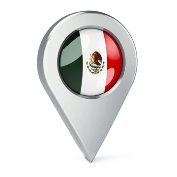 Map pointer with flag of Mexico, 3D rendering Map pointer with flag of Mex... 写真素材