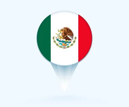 Map pointer with flag of Mexico. Stock Illustration
