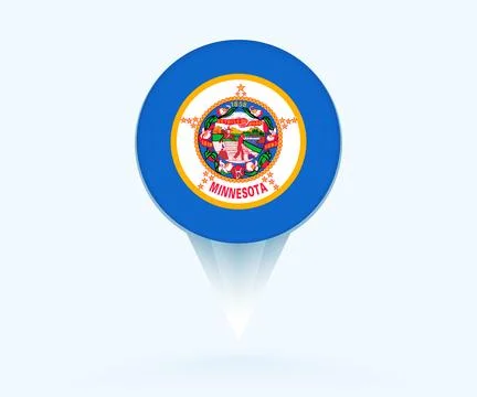 Map pointer with flag of Minnesota. Stock Illustration