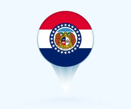 Map pointer with flag of Missouri. Stock Illustration