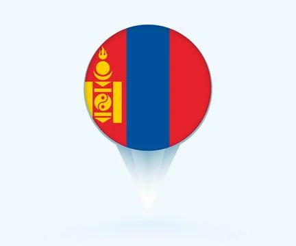 Map pointer with flag of Mongolia. Stock Illustration