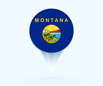 Map pointer with flag of Montana. Stock Illustration