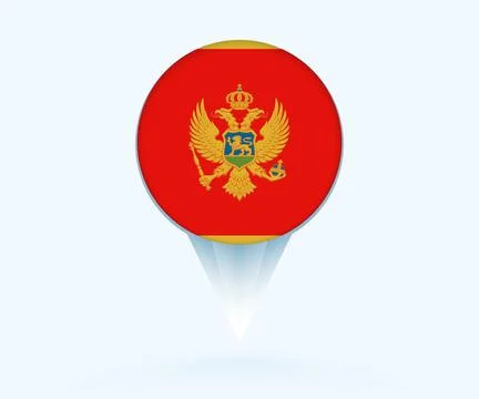 Map pointer with flag of Montenegro. Stock Illustration
