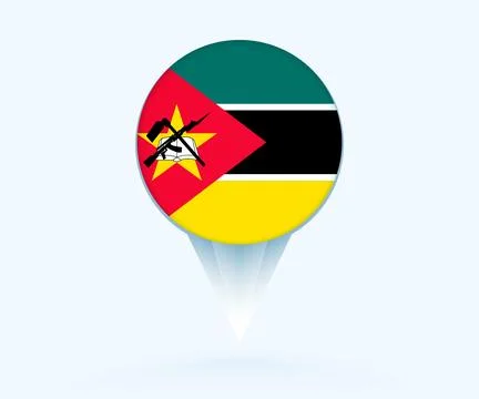 Map pointer with flag of Mozambique. Stock Illustration
