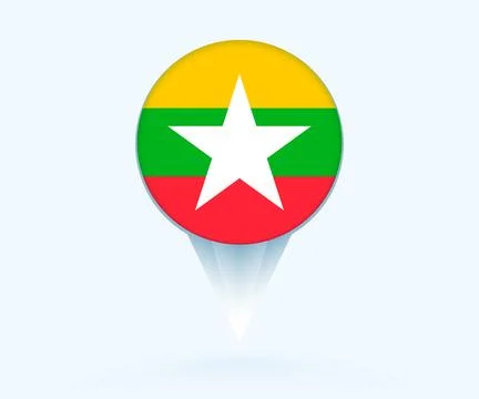 Map pointer with flag of Myanmar. Stock Illustration