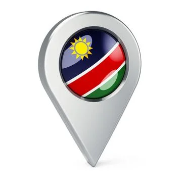 Map pointer with flag of Namibia, 3D rendering Stock Illustration