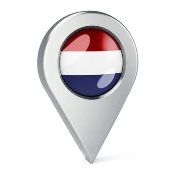 Map pointer with flag of the Netherlands, 3D rendering Stock Illustration