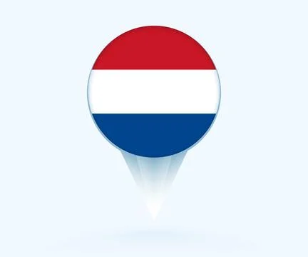 Map pointer with flag of Netherlands. Stock Illustration