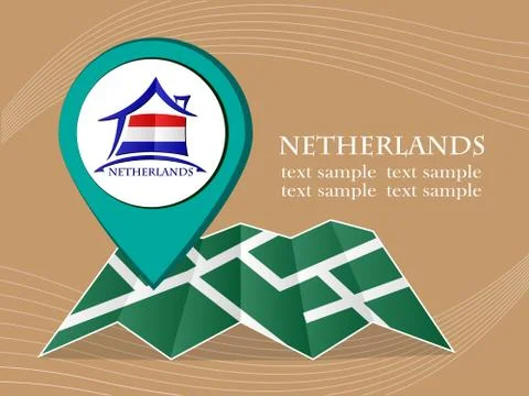 Map with pointer flag Netherlands vector illustration eps 10. 스톡 일러스트