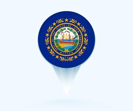 Map pointer with flag of New Hampshire. Ilustração Stock