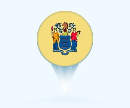 Map pointer with flag of New Jersey. Stock Illustration