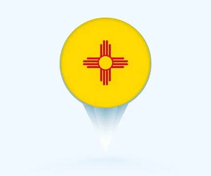 Map pointer with flag of New Mexico. Stock Illustration