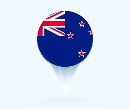 Map pointer with flag of New Zealand. Stock Illustration