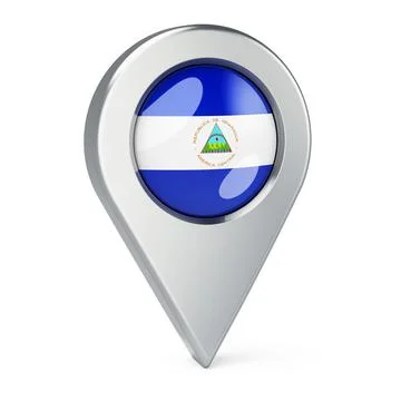 Map pointer with flag of Nicaragua, 3D rendering Illustrazione stock