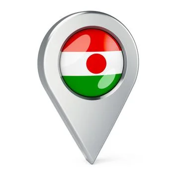 Map pointer with flag of Niger, 3D rendering 스톡 일러스트