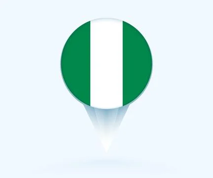 Map pointer with flag of Nigeria. Stock Illustration