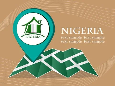 Map with pointer flag Nigeria vector illustration eps 10. 스톡 일러스트