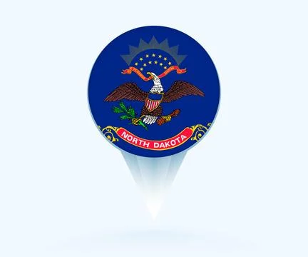 Map pointer with flag of North Dakota. Stock Illustration