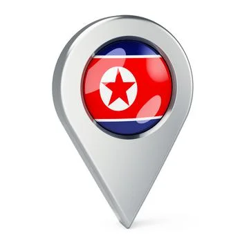 Map pointer with flag of North Korea, 3D rendering Stockillustratie