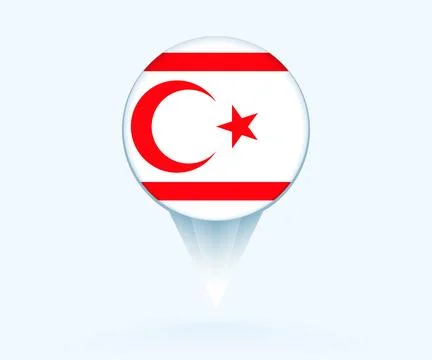 Map pointer with flag of Northern Cyprus. Stock Illustration