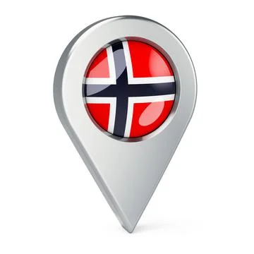 Map pointer with flag of Norway, 3D rendering Illustrazione stock
