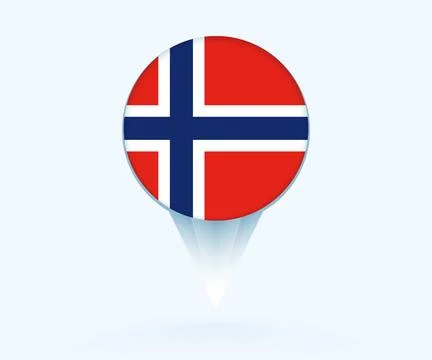 Map pointer with flag of Norway. Stock Illustration