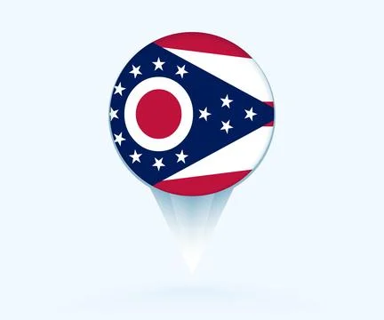 Map pointer with flag of Ohio. Stock Illustration