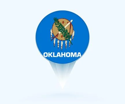 Map pointer with flag of Oklahoma. Stock Illustration