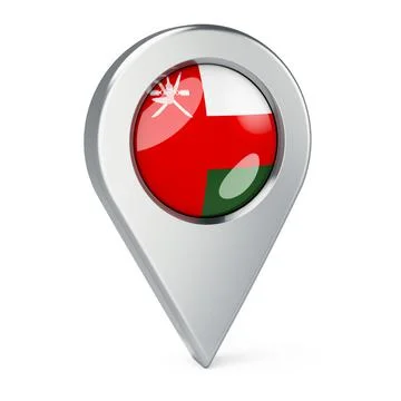 Map pointer with flag of Oman, 3D rendering Stock Illustration