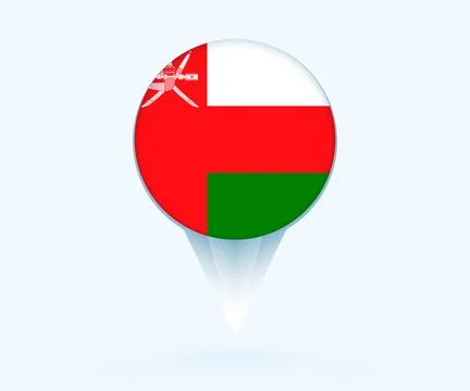 Map pointer with flag of Oman. Stock Illustration